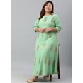 thumbnail image 4 of XL LOVE by Janasya Indian Women's Plus Size Light Green Poly Crepe Gold Print A-line kurta, 4 of 8