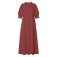thumbnail image 5 of YuXingFu Plus Size Summer Dresses Mid-Length Collared Plus Size Womens Dress Short Sleeve A Line Casual Summer Red L, 5 of 8