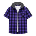 thumbnail image 5 of Xuniizn Mens Button Down Shirts Short Sleeve Plaid Flannel Casual Hoodie Shirt with Pocket Plus Size Soft Cozy Holiday Shirts, S-3XL, 5 of 6
