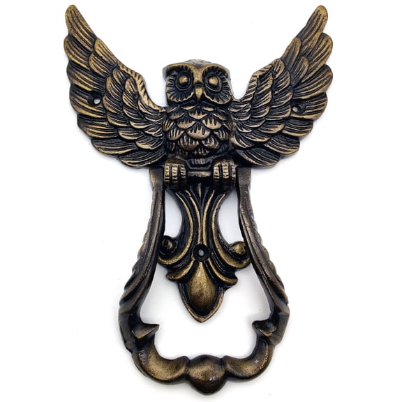 Owl Front Door Knocker, Heavy Duty, Garden/House Decor, Antique Bronze for Wooden House Farmhouse, Home Décor Accessories