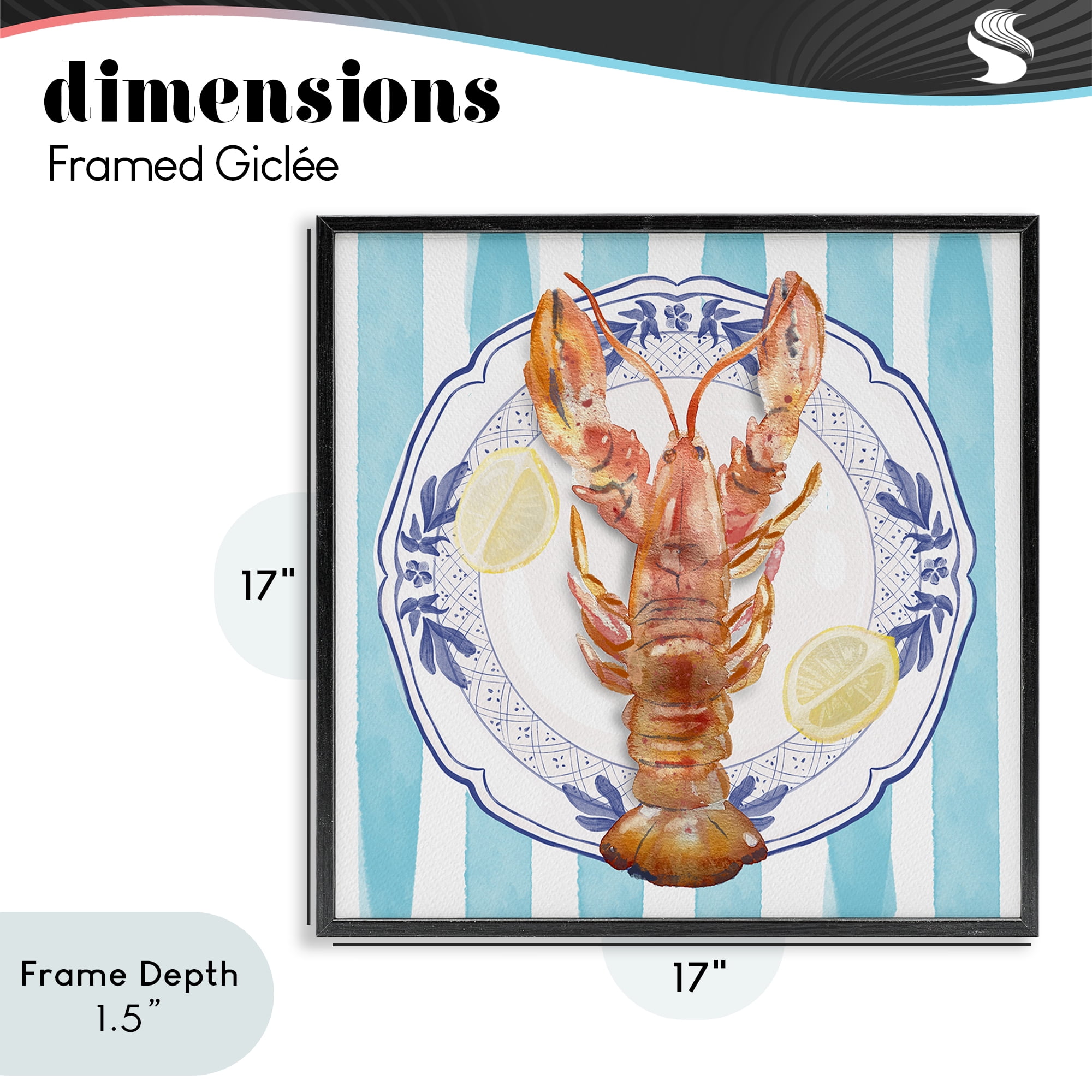 Stupell Industries Lobster Seafood Plate Black Framed Giclee Art, design by Christie Adams