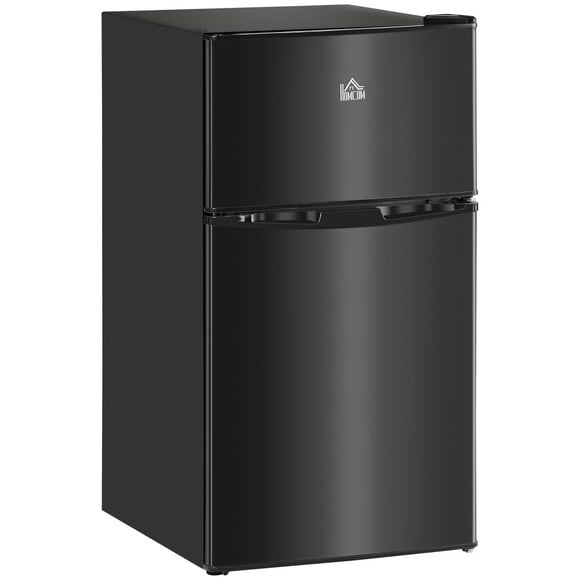 HOMCOM 3.2 Cu Ft Mini Fridge with Freezer Adjustable Shelf Reversible Doors