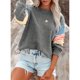 thumbnail image 3 of Sudadera con capucha Cuello redondo Manga larga Bloqueo de color Tops casuales de moda para mujer Gris XL, 3 of 6