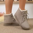 thumbnail image 6 of Women's Slip on Ankle Boots, Fall Winter Round Toe Lace Up Flat Warm Fleece Lined Cotton Boots with Breathable Upper and Non Slip Sole, Cozy Winter Footwear for Cold Weather Daily Wear, 6 of 7