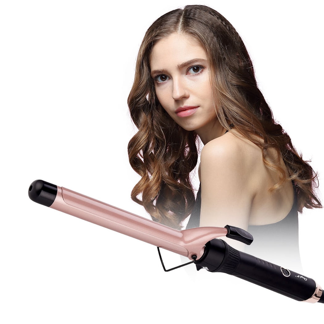 CkeyiN 25mm Hair Curling Wands, Professional Hair Iron with Ceramic Barrel Stylish Curling Iron for Long & Short Hair, 5-speed Temperature Adjustment Hair Curler - Rose Gold