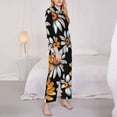 thumbnail image 3 of Picia Yellow White Daisy Pattern Pattern Women’s Long-Sleeve Sleepwear Set - Soft 2-Piece Loungewear with Pockets, Comfy PJs for Relaxing Nights-Medium, 3 of 7