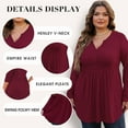 thumbnail image 3 of PINKSIR Women's Plus Size Henley Shirts Peplum V Neck Button Tunic Tops Casual Long Sleeve Blouse 1XL-4X, 3 of 7