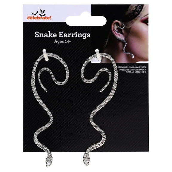 Snake Earrings Costume Accessories for Adults, Silver, Halloween by Way To Celebrate