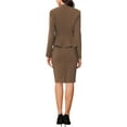 thumbnail image 3 of Conjuntos de trajes para mujeres INSPIRE CHIC, atuendos de negocios, blazer peplum sin cuello, falda lápiz formal, conjunto de 2 piezas M marrón oscuro, 3 of 6