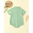 thumbnail image 3 of Infant Baby Girls Boys Shirts Romper Solid Color Turn-Down Collar Short Sleeve Jumpsuits, 3 of 9