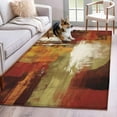 thumbnail image 2 of Burnt Orange Living Room Rug 4x6 Washable Area Rug for Bedroom, Non-Slip Dining Room Rugs Fall Modern Oil Painting Abstract Art Green Brown Indoor Carpet for Kitchen Entryway Office Nursery Laundry, 2 of 8