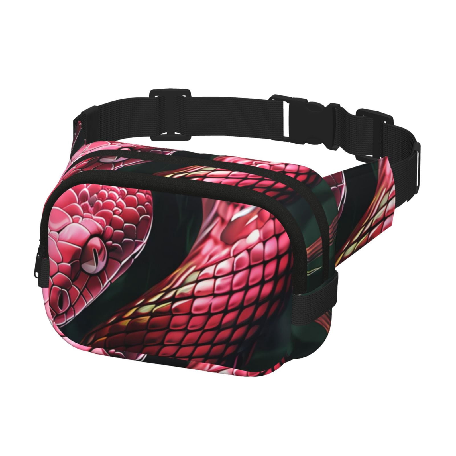 Picia Red Viper Jungle Intensity Print Square Double-Layer Waist Bag Mini Adjustable Waist Belt Bag Exercise Running Travel Hiking