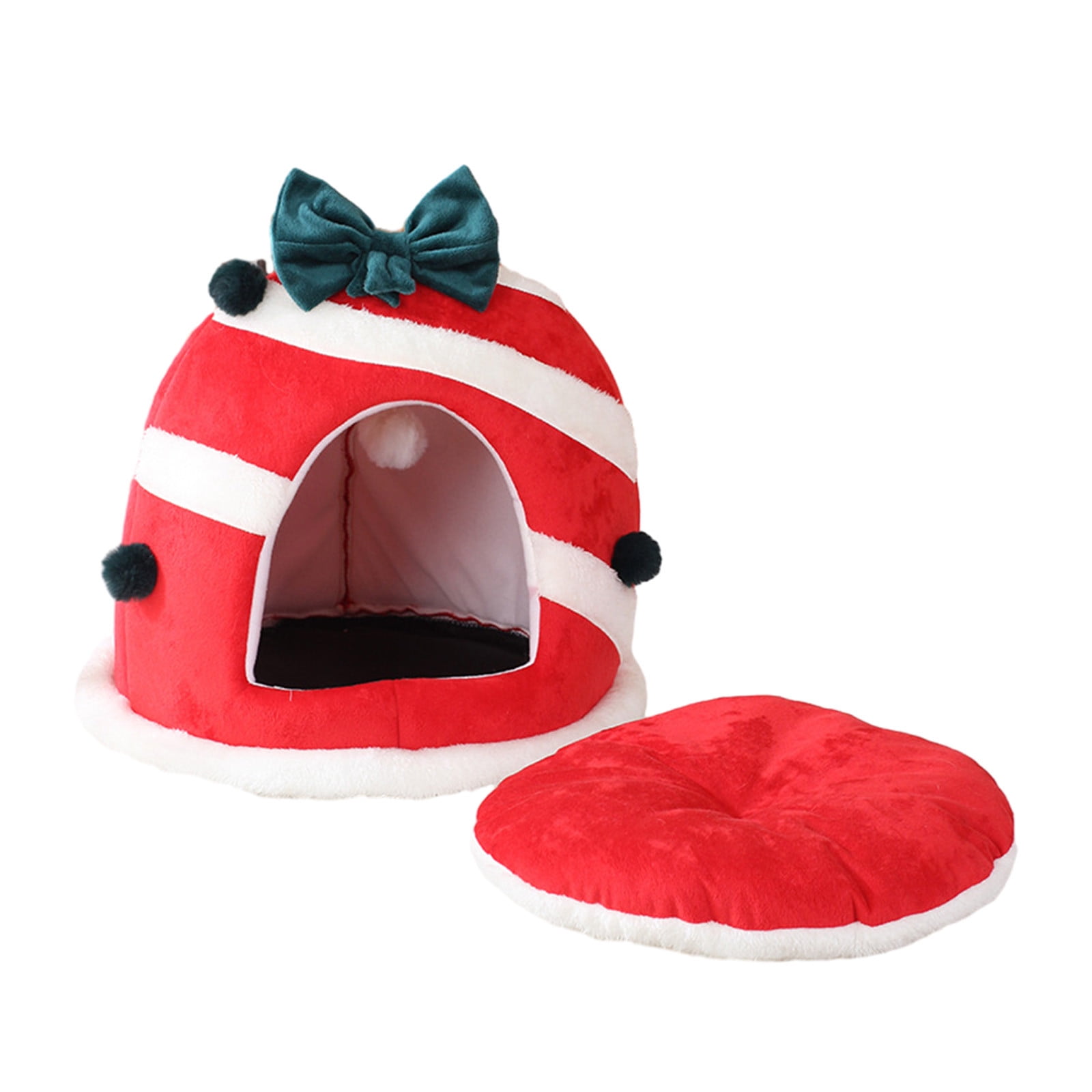 Bouanq Christmas Decorations Xmas Tree Decor Cute Christmas Cats House Cats Beds Box Shaped Xmas Cats Dog Cave Bed Removable Washable Warm Cats Condo Tents Cats Hideaways Christmas Tree Ornaments