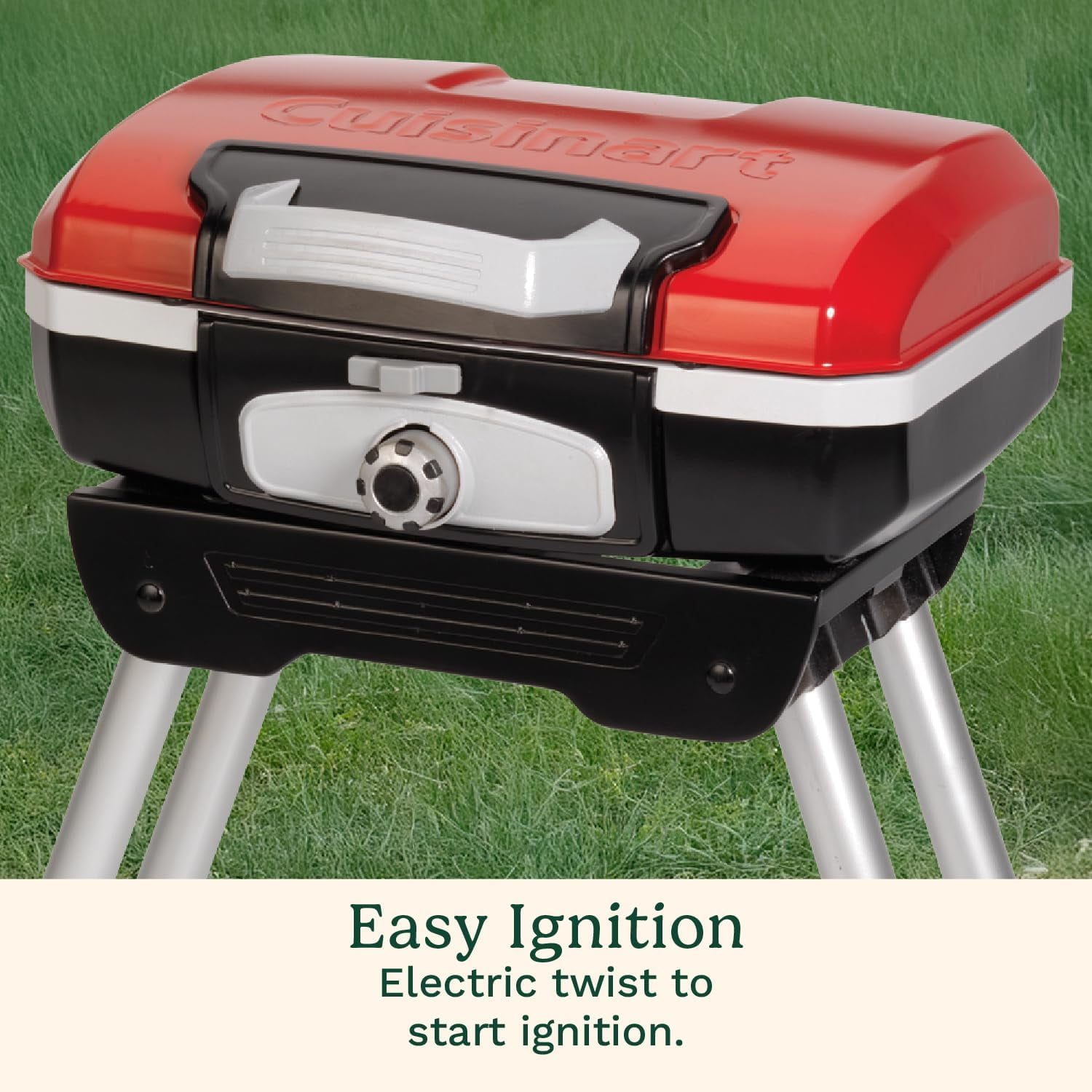 Cuisinart CGG-180 Petite Gourmet Portable 5,500 BTU Versastand Gas Grill, Red
