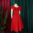 thumbnail image 5 of AURA Plus Size Summer Ruffle Sleeve High Waist Maxi Swing Dress Elegant Banquet Party Dress XL XXXL, 5 of 9