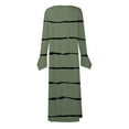 thumbnail image 5 of pstuiky Dresses for Women, Women Button Flower Print Pleated Dress Long Sleeve V-Neck Dress Mid-Calf Dress with Pocket Leisure Army Green S, 5 of 5