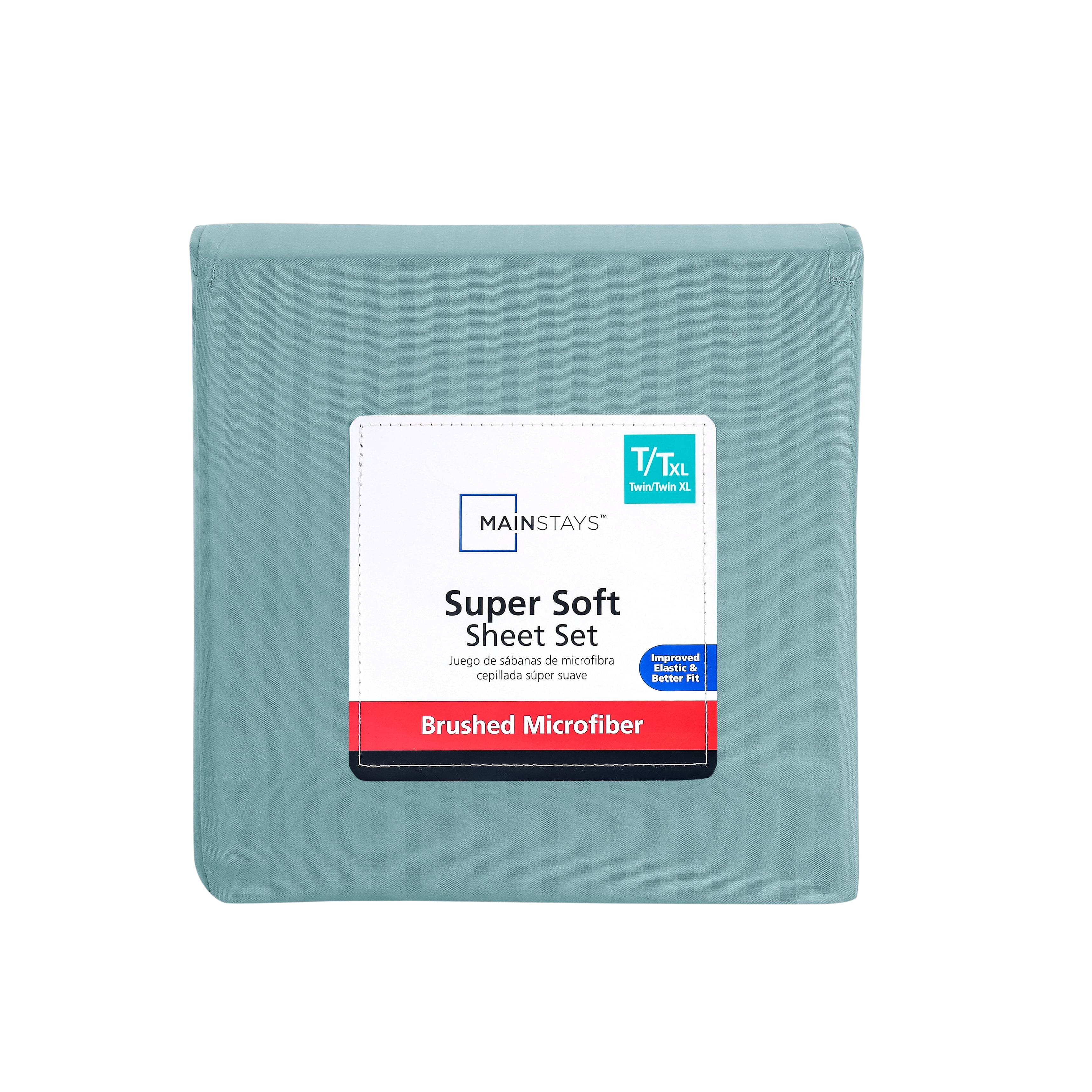 Mainstays Super Soft Brushed Microfiber Bed Sheet Set, Blue Cameo Embossed Stripe, Twin-XL, 3 Piece