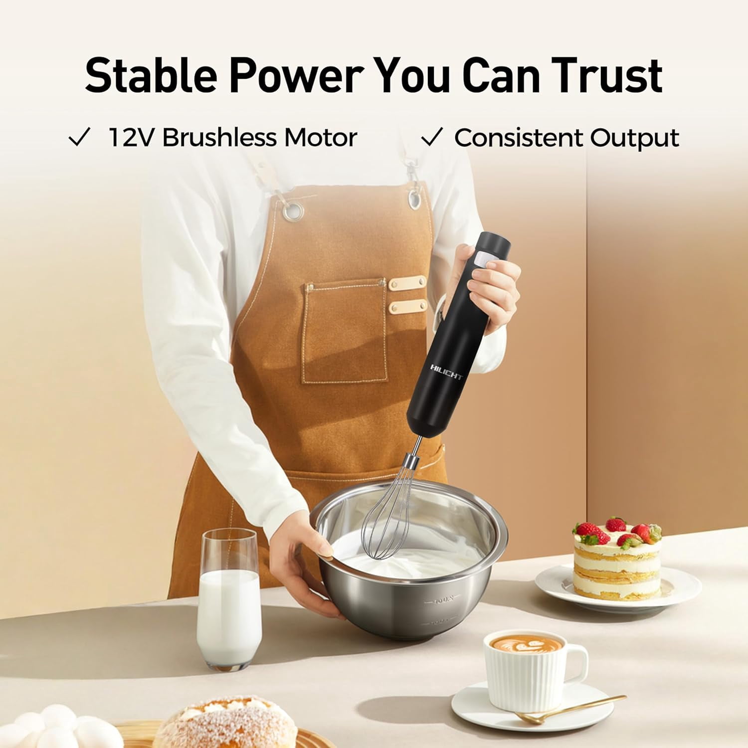 Cordless Immersion Hand Blender with Brushless Motor and Variable Speed for Everyday Cooking