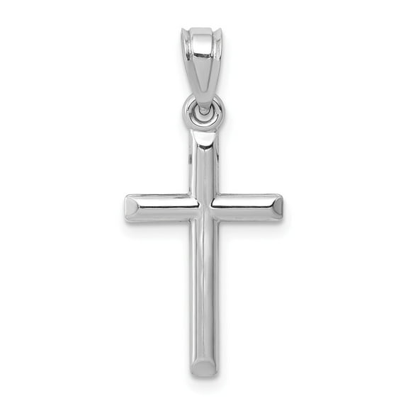 Real 14kt White Gold Hollow Cross Pendant; for Adults and Teens; for Women and Men