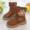 thumbnail image 5 of nsendm Female Shoes Little Kid Big Kids Shoes Size 6 Thick Soled Girls Mid Length Boots Comfortable Soft Soled Leather Short Boots Noisy Shoes for Kids Brown 12, 5 of 7