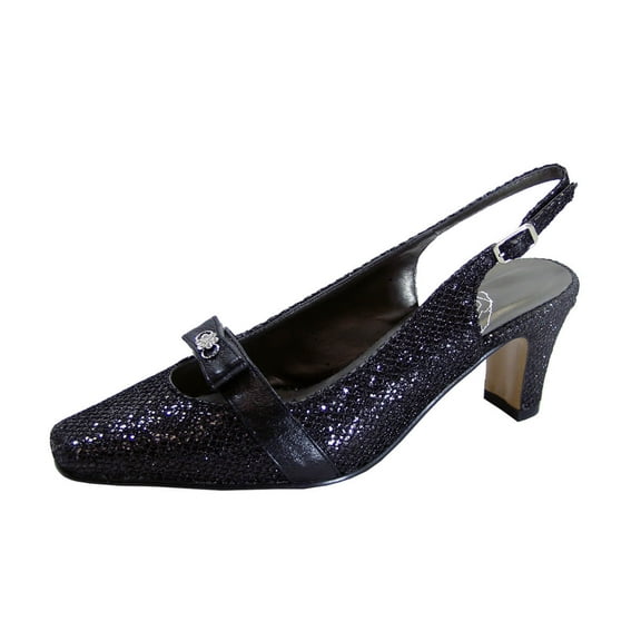 FLORAL Nova Women's Wide Width Pleated Upper Slingback Pumps BLACK 5