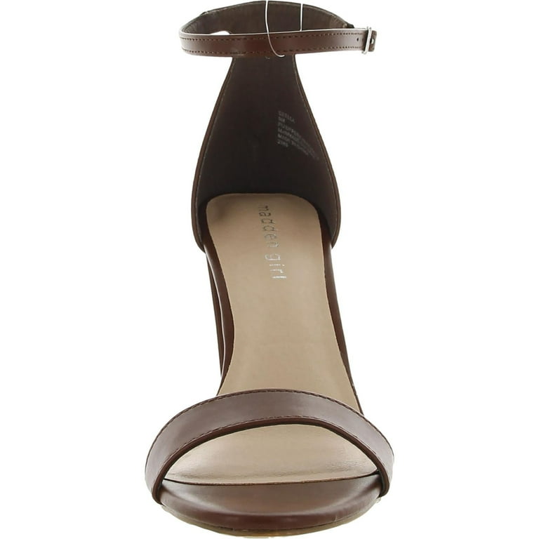 MADDEN GIRL Womens Brown Padded Adjustable Strap Ankle Strap Bella Round Toe Block Heel Buckle Heeled Sandal 9 M Walmart