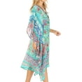 thumbnail image 4 of Sakkas Zeni Women's Short sleeve V-neck Summer Floral Print Caftan Dress Cover-up - UTU393-Turq - One Size, 4 of 5