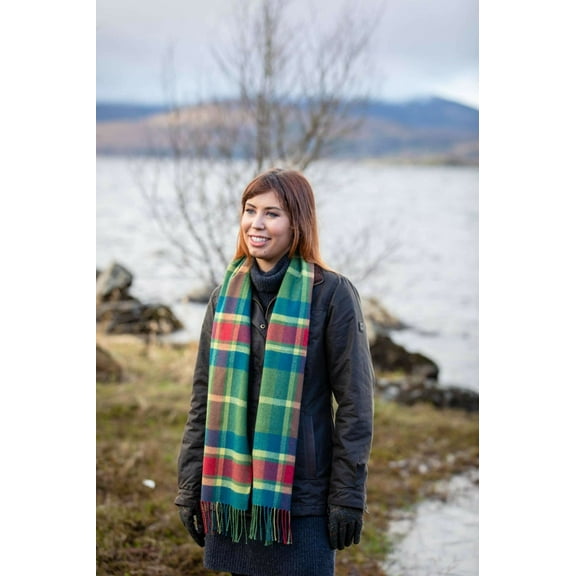 Foxford Woolen Adult Wool Extra Fine Merino Wool Scarf – Block Check, One size