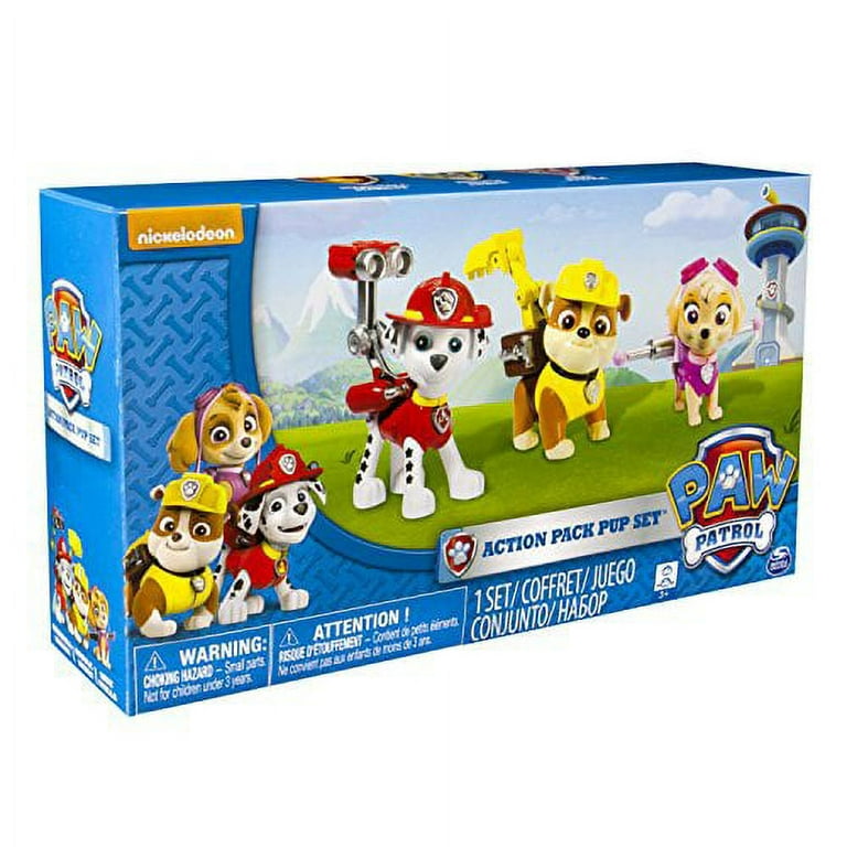 Paw Patrol, Action Pack Pups Marshall, Skye and Rubble 3-Pack of  Collectible Figures with Sounds and Phrases 
