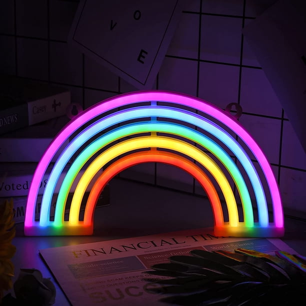 Luces de neón (arcoíris), luces de neón colgantes USB/batería, lámpara de planeta, luz de neón para bar, decoración de bodas, fiesta de cumpleaños, etc.