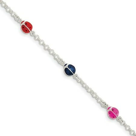 Sterling Silver Enamealed Ladybug Childs Bracelet
