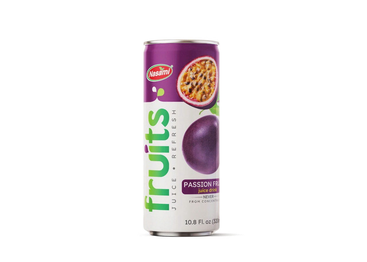 NASAMI Passion Fruit Juice Drink 100% Fruit, No Sugar Added, Tropical Beverage, 11.1 fl oz Cans, Ready to Drink, 24 Pack