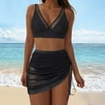 thumbnail image 5 of zaveiop Womens Swim Skirt High Waisted Bikini Sets Tummy Control Swimsuits Mesh Sarong Wraps Bathing Suits (Black, XL), 5 of 9