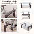 thumbnail image 6 of Glass Coffee Table with Lower Shelf, Holaki Modern Rectangular Tempered Glass Center Table with Metal Legs for Living Room, Walnut, 6 of 8