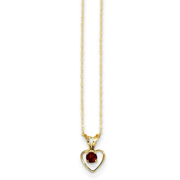 14K Gold Garnet Heart Birthstone Necklace Elegant  Gift Ready