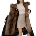 thumbnail image 2 of RYDCOT Women's Hooded Winter Coat Long Warm Fleeced Lined Parka Long Faux Fur Lined Jackets Thickened Outwear Coat with Pcokets Sale or Clearance, 2 of 4