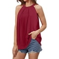 thumbnail image 2 of Blusa informal sin mangas con cuello halter para mujer, blusa informal holgada con volantes a la moda, suave y transpirable, para verano, 2 of 5