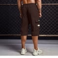 thumbnail image 4 of ADSSDQ Cargo Shorts for Men Stretch Waist Below The Knee Long Shorts Relaxed Fit Hiking Capri Short Mulit Pockets Coffee 3XL Sweat Shorts, 4 of 4