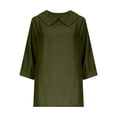 thumbnail image 2 of Fancifize 3/4 Sleeve Shirts for Women Lapel Casual Tops Trendy Spring Trendy Outfits Summer Beach Vacation Clothes, 2 of 5