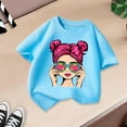 thumbnail image 2 of LRen Girl Tops Size 7-8 Tie Dye Graphic Print Short Sleeve Crewneck Kids Tees Soft Cute Tees Toddler Clothes,Z11-BU1,100, 2 of 4