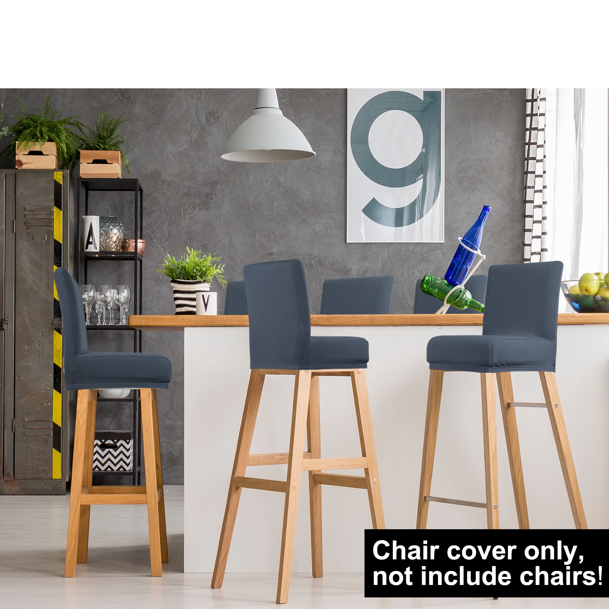 Unique Bargains Bar Stool Covers Counter Height Side Chair Slipcover Slategray 6 Pcs