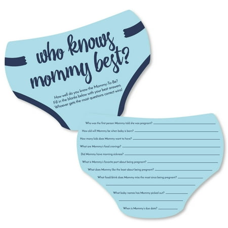 Baby Boy - Who Knows Mommy Best Cards - Blue Baby Shower Game - Set of