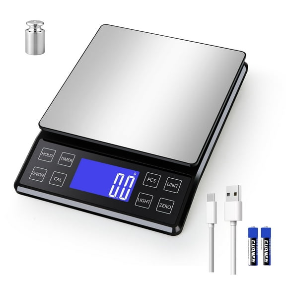 ZOWWKLLY Digital Food Kitchen Scale, Gram Scale 0.1g/0.001oz Accuracy,5kg/11lb Stainless Steel with 9 Units, Tare Function& LCD Display, USB Rechargeable & Battery Powered, Espresso, Baking, Cooking