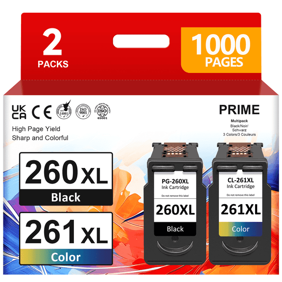 260XL 261XL Compatible for Canon Ink 260 and 261 Ink Cartridges PG-260 CL-261 Compatible with Canon Pixma TS6420a TS6420 TS6400 TR7020a TS5320 TR7000 TS5300 TR7020 Printer