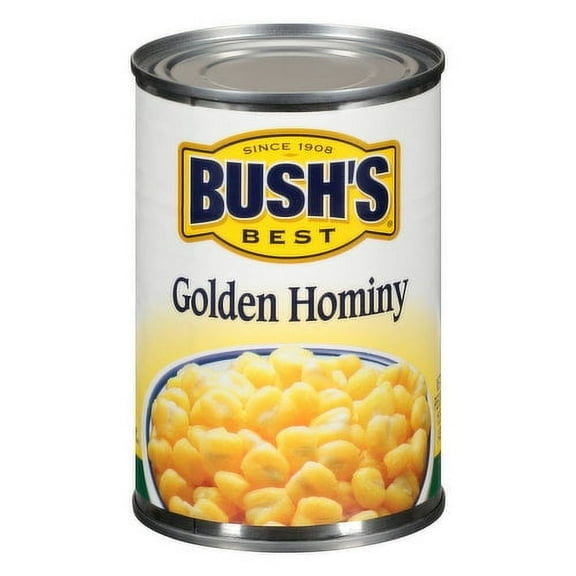 2 Pack - Bush's Best Hominy Golden Can 15.5 oz Package May Vary