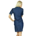 thumbnail image 5 of Bimba Women Casual Denim Dress 3/4 Sleeve Collar Shirt Stlye Dress., 5 of 6