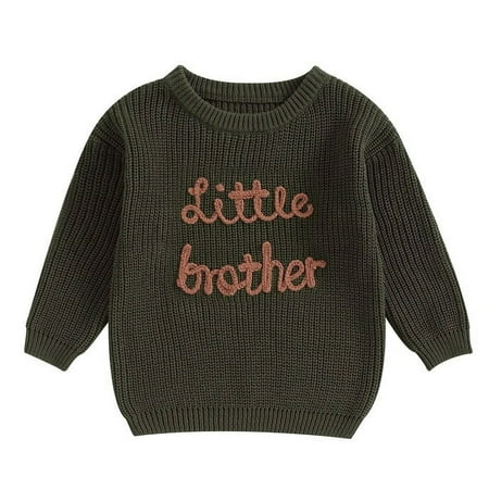 

Baby Boys Sweater Letter Embroidery Crew Neck Long Sleeve Pullovers