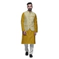 thumbnail image 1 of Atasi Kurta Pyjama Traditionnel Uni à Col Mandarin avec Ensemble de Veste Imprimée, 1 of 3