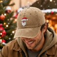 thumbnail image 4 of Voska Christmas Hats Christmas Baseball Cap Funny Santa Adjustable Embroidery Cotton Hat for Men Women Khaki One Size, 4 of 5