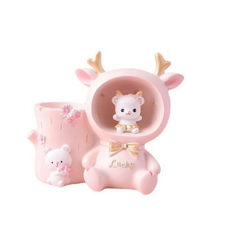

Lomubue Cartoon Night Light Adorable Appearance Soft Lighting Energy-saving Creative Shape Wide Application Decorative Resin Lovely Cartoon Night Light with Pen Holder Home Supplies